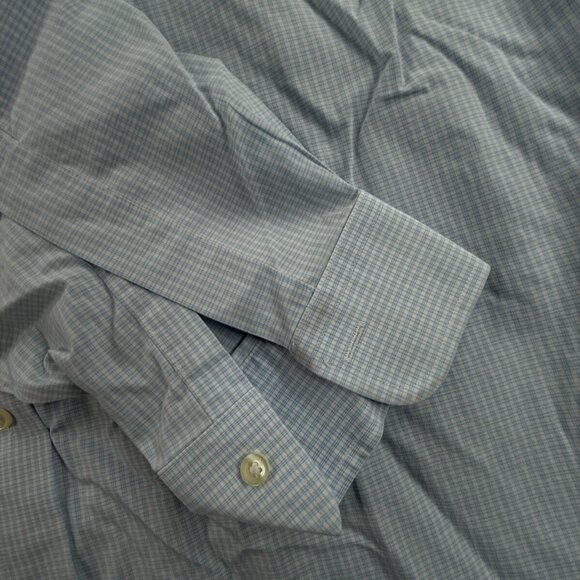 Brooks Brothers Non Iron Button Up Shirt Cotton Men 16.5 35 Madison Blue Check - Picture 11 of 16